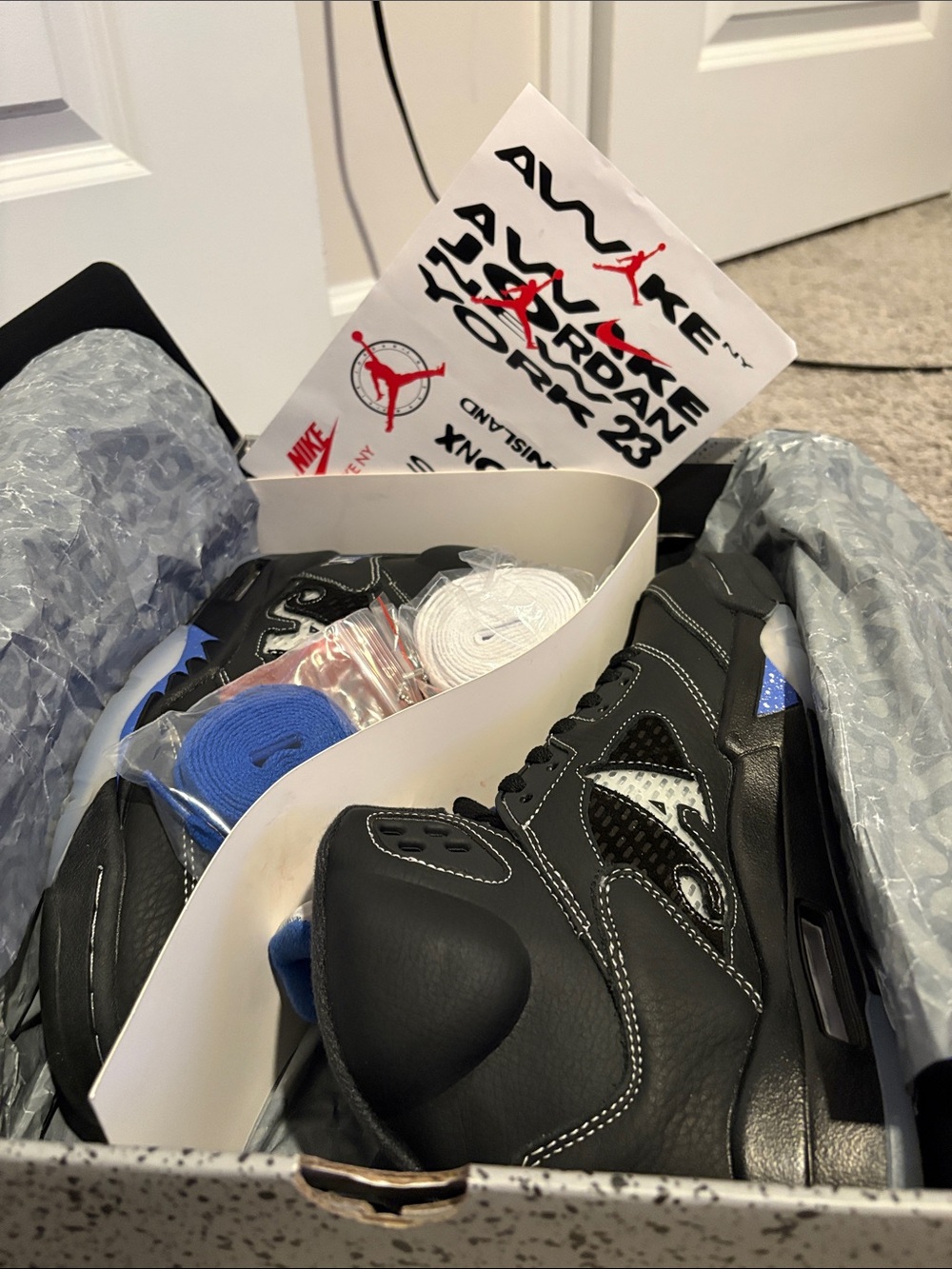 Air Jordan 5 Low Men's Black/Blue Athletic Sneakers